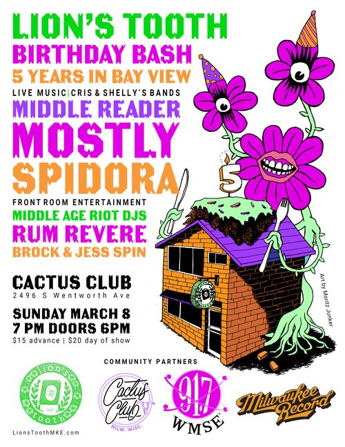 Middle Reader • Mostly • Spidora • Middle Aged Riot DJs • Rum Revere • Brock & Jess Spin
